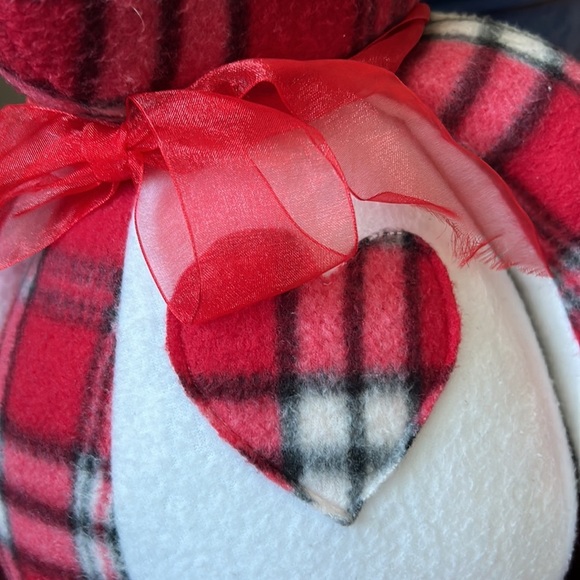 Handmade Large Teddy Bear with Red Heart and Plaid Teddy Bear - Picture 3 of 7